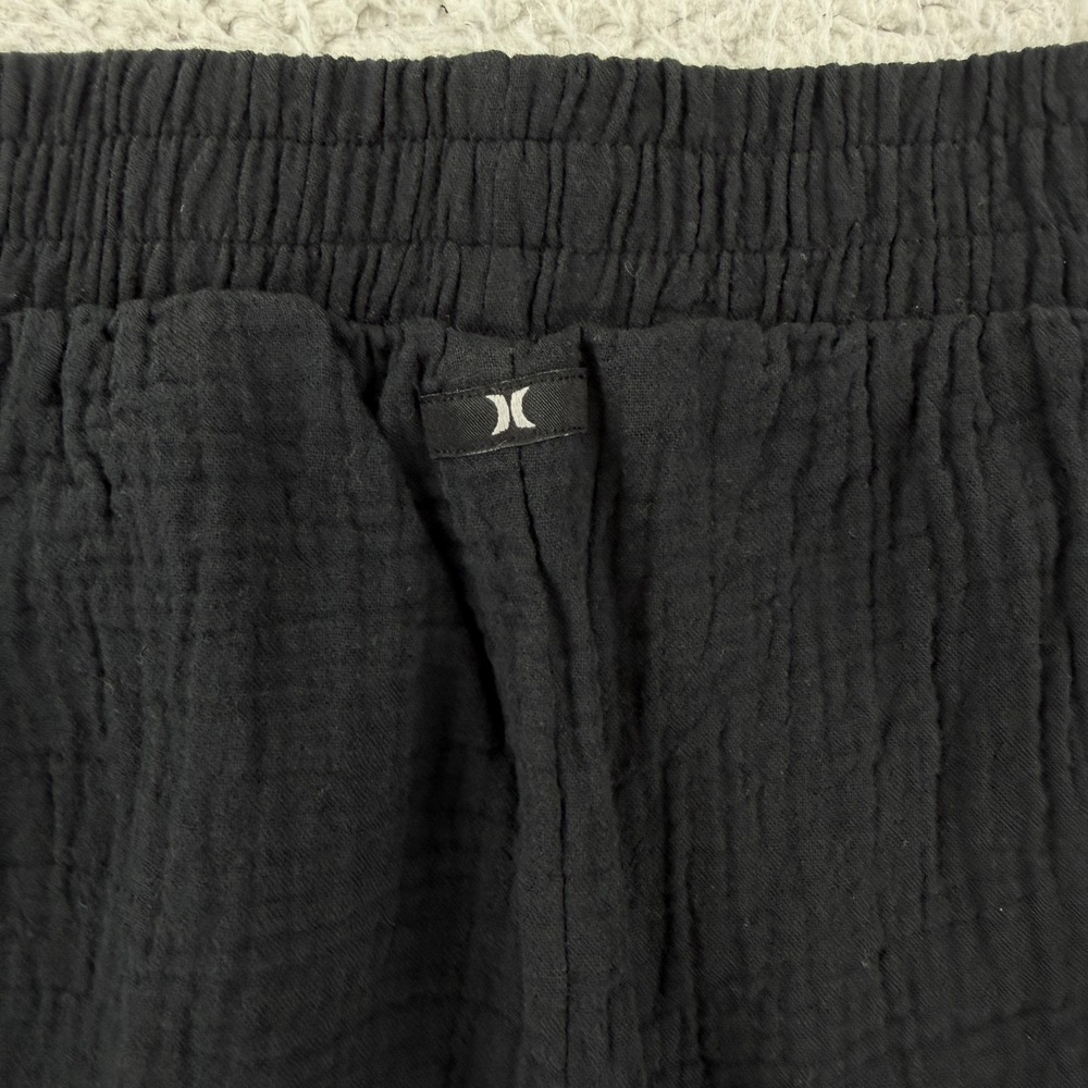 Hurley Pants Womens Small Black Cotton Crepe Wide Leg Elastic Waist Sweatpants - Picture 5 of 9
